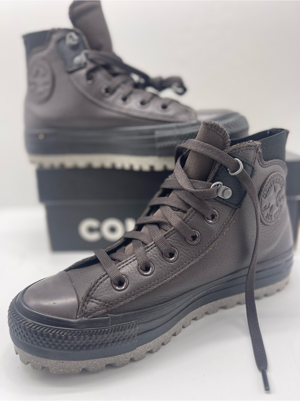 Converse WMNS CTAS CITY TREK WP HI COFFEE NUT/BLACK/SHARKSKIN Boots Cold Weather - Picture 12 of 15